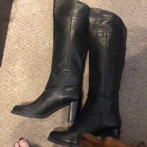 Women’s black leather over the knee boots